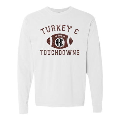 Monogrammed 'Turkey & Touchdowns' Long Sleeve T-Shirt