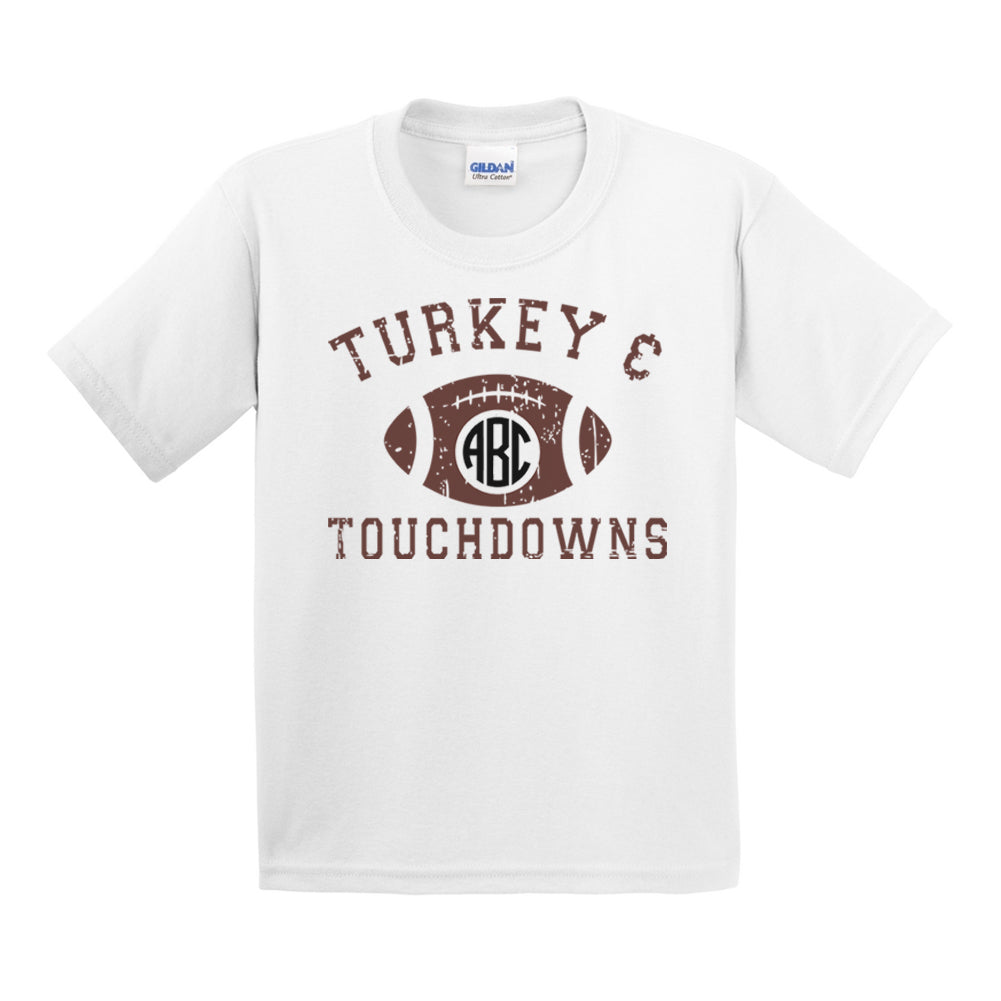 Kids Monogrammed 'Turkeys & Touchdowns' T-Shirt