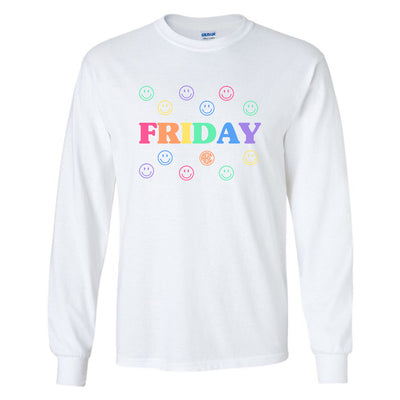 Monogrammed 'Smile, It's Friday' Basic Long Sleeve T-Shirt