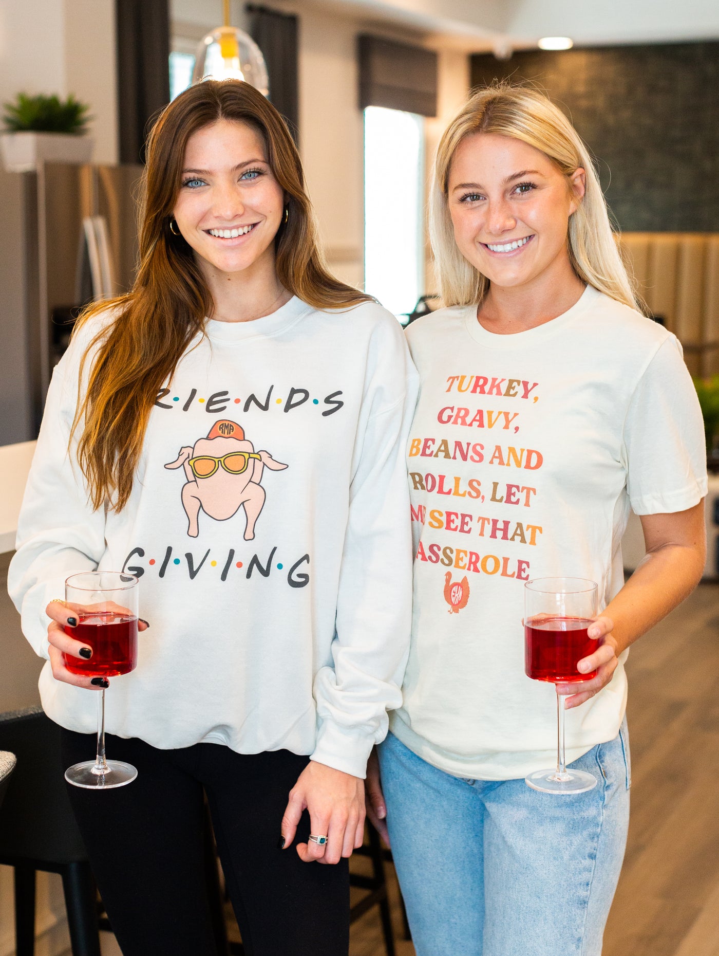 Friendsgiving Sweatshirt with Monogram, Turkey Joey's Head