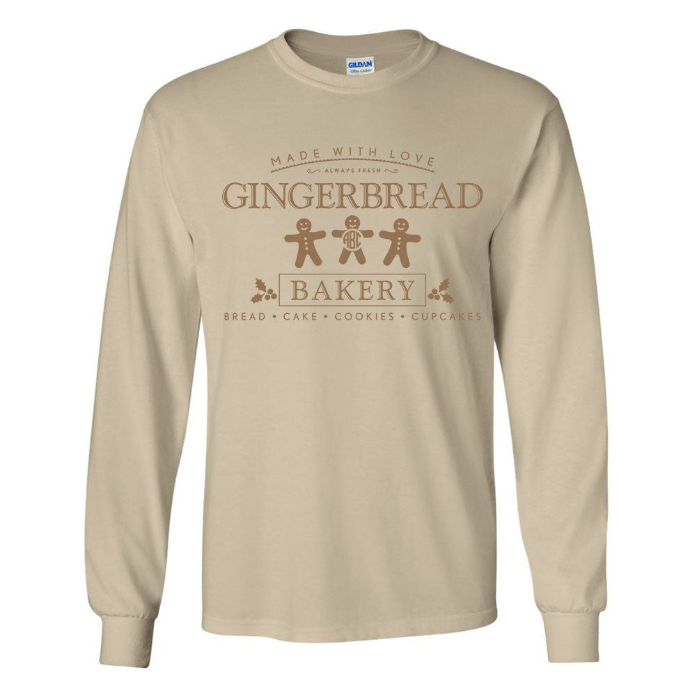 Monogrammed 'Gingerbread Bakery' Basic Long Sleeve T-Shirt