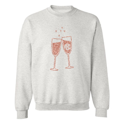 Monogrammed Glitter 'Champagne Glasses' Crewneck Sweatshirt