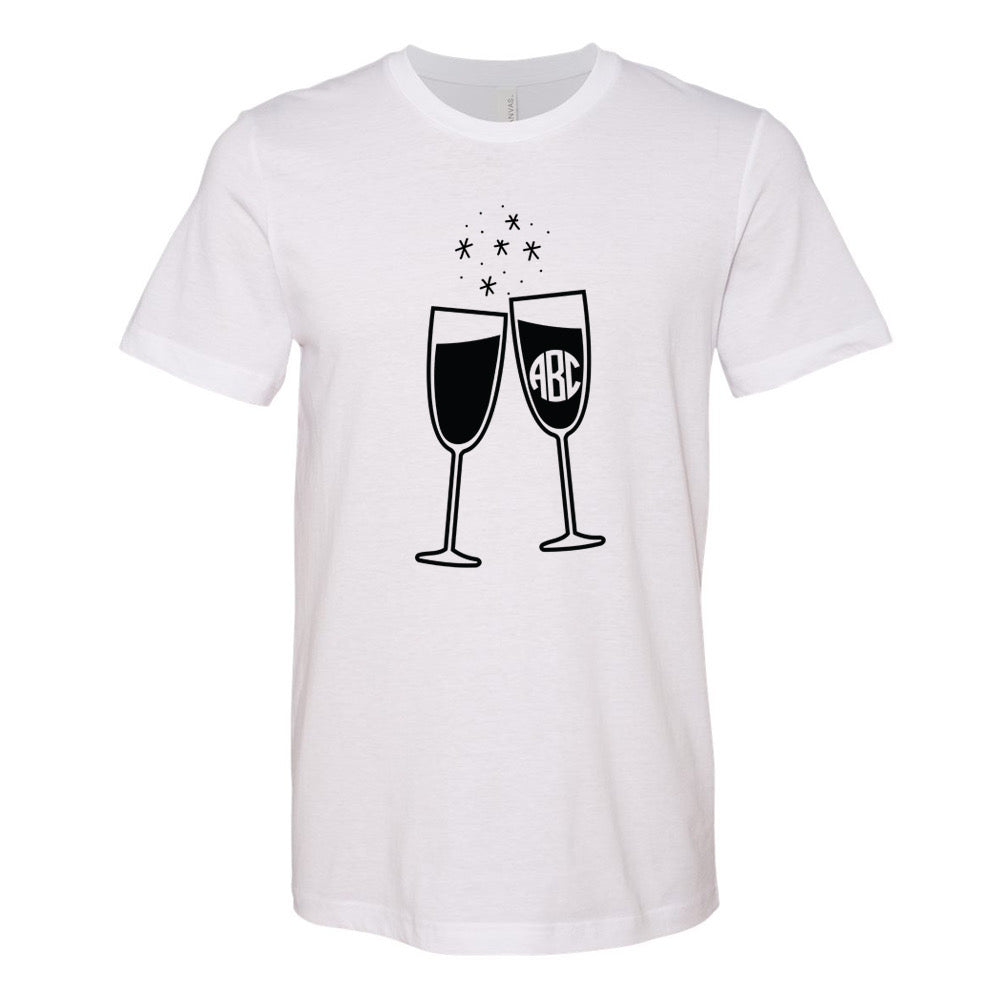 Champagne Glasses Bella T-Shirt with Personalization