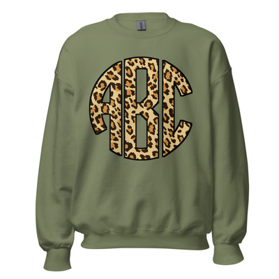 Monogrammed 'Leopard' Big Print Crewneck Sweatshirt