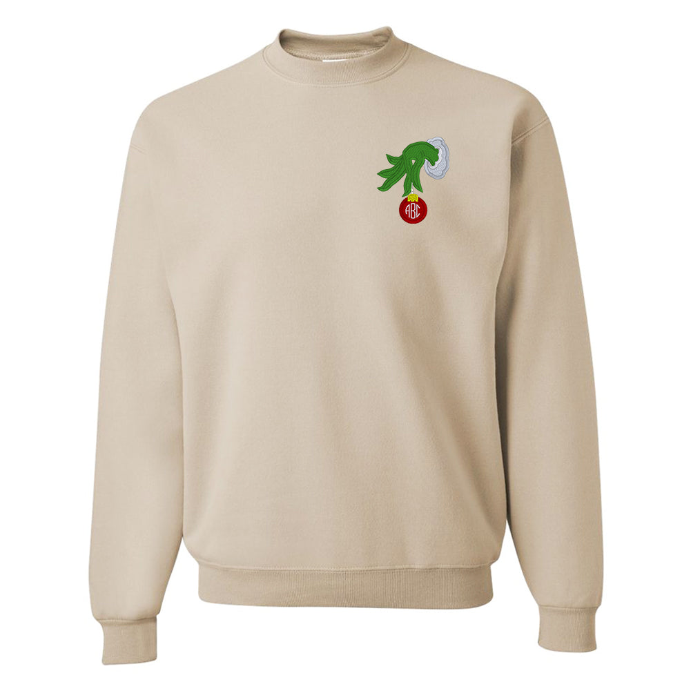 Monogrammed Grinch Hand Crewneck Sweatshirt