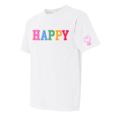 Initialed Colorful Block 'Happy' Tee