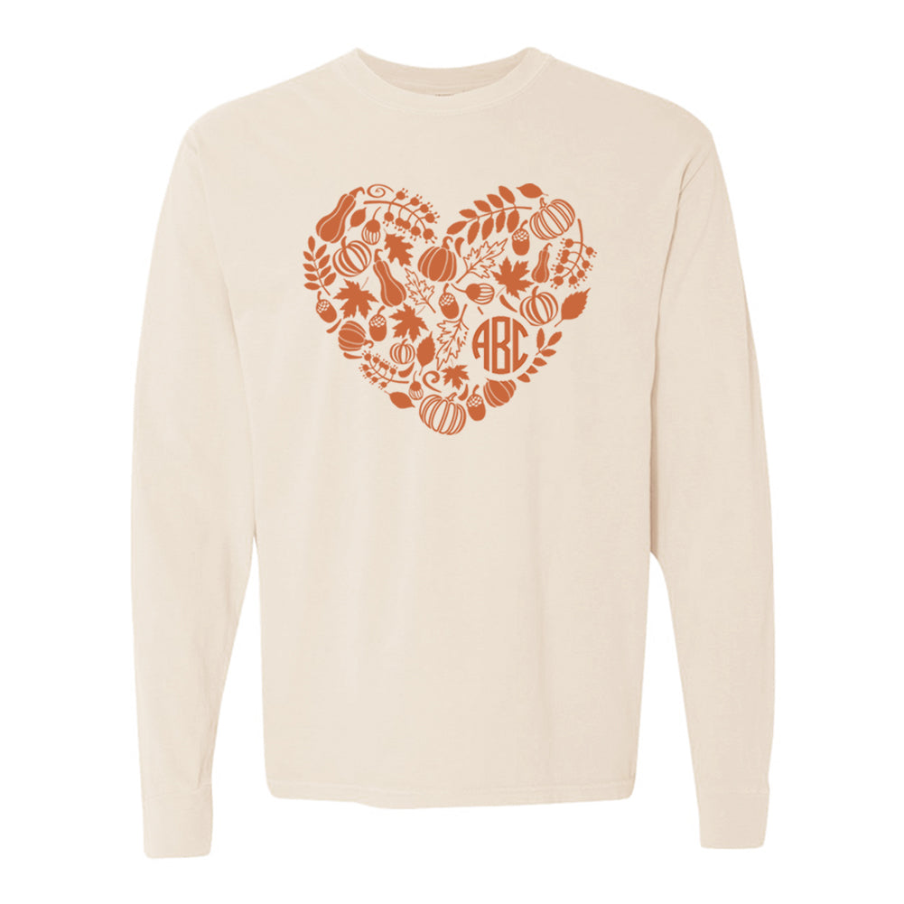 Monogrammed 'Autumn Heart' Long Sleeve T-Shirt