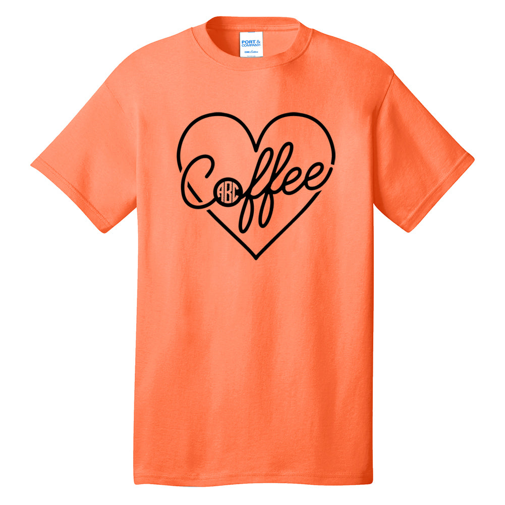 Monogrammed 'Coffee Heart' Neon T-Shirt