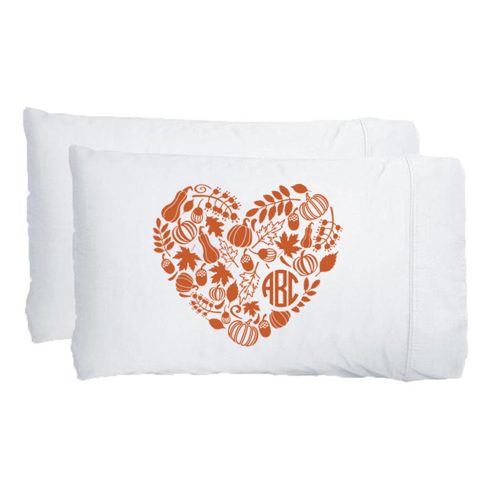 Monogrammed 'Autumn Heart' Pillowcase Set