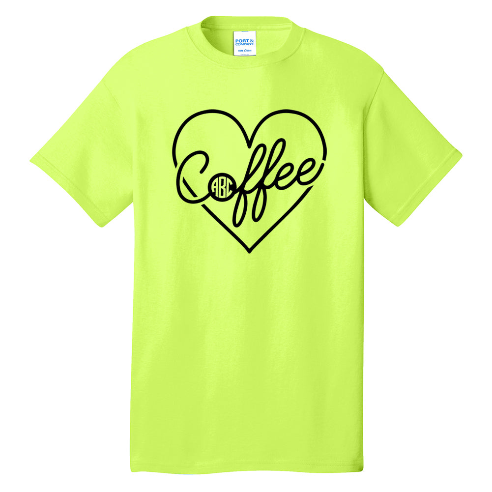 Monogrammed 'Coffee Heart' Neon T-Shirt