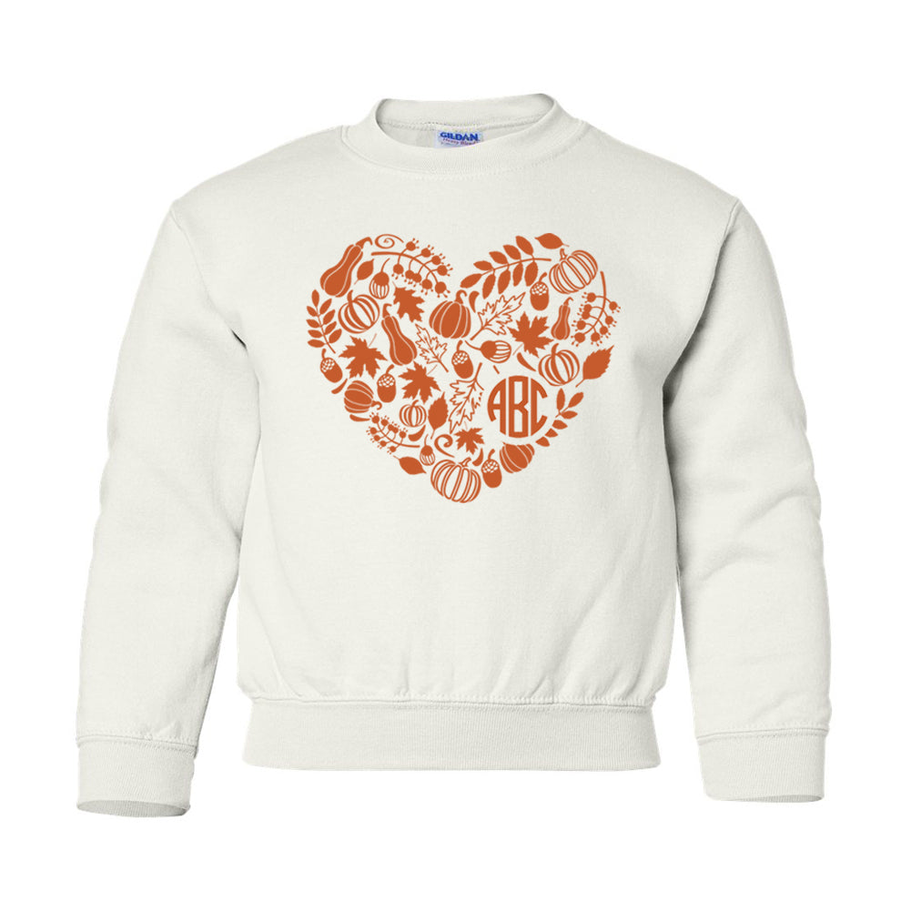 Kids Monogrammed 'Autumn Heart' Crewneck Sweatshirt
