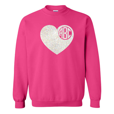 Monogrammed Glitter 'Big Heart' Crewneck Sweatshirt