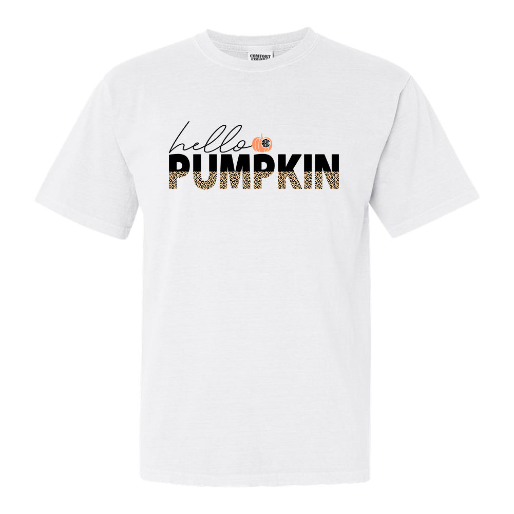 Monogrammed 'Hello Pumpkin' Leopard T-Shirt