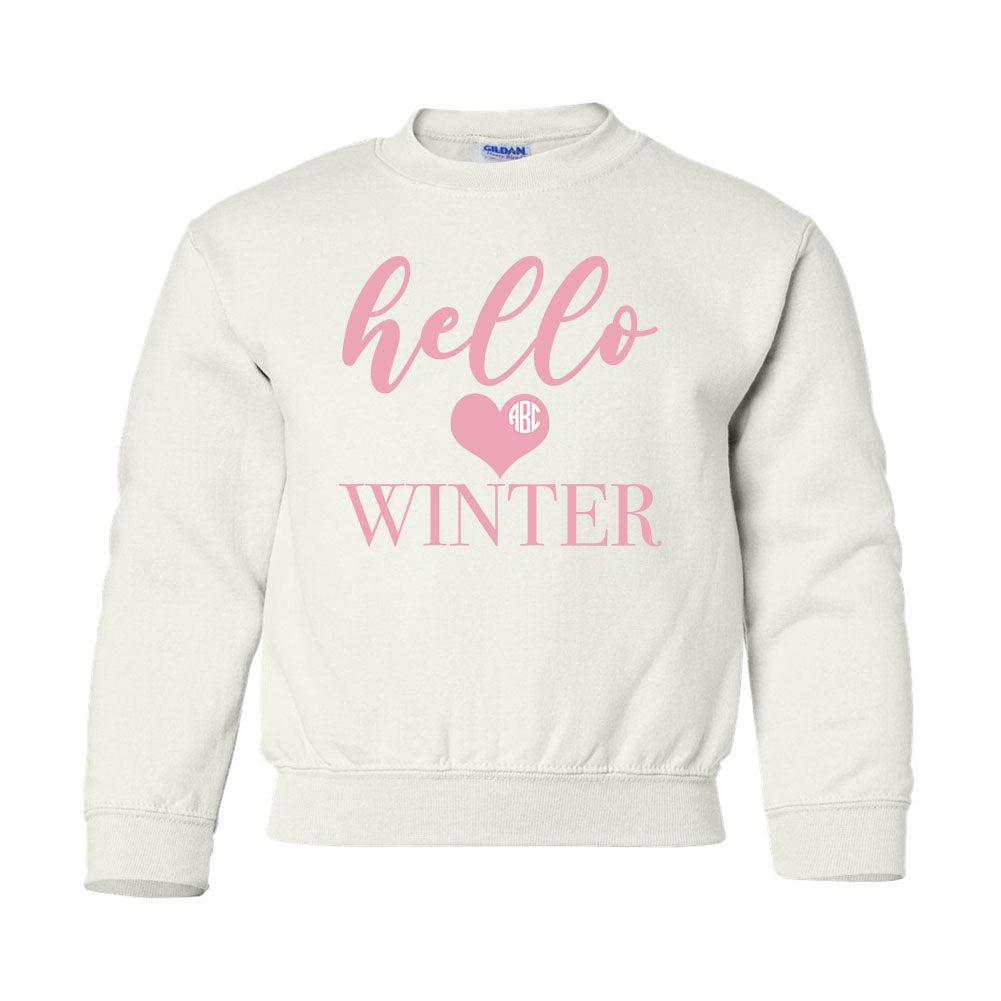 Kids Monogrammed 'Hello Winter' Crewneck Sweatshirt
