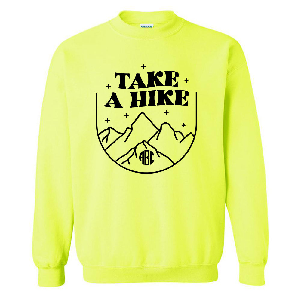 Monogrammed 'Take A Hike' Neon Crewneck Sweatshirt