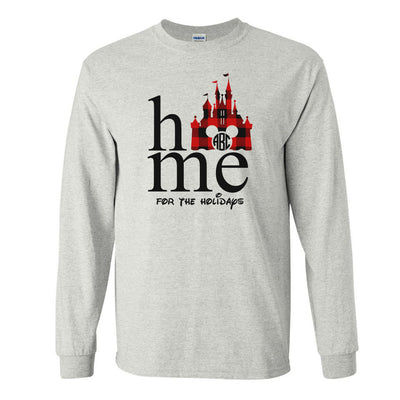 Monogrammed 'Home for the Holidays' Basic Long Sleeve T-Shirt