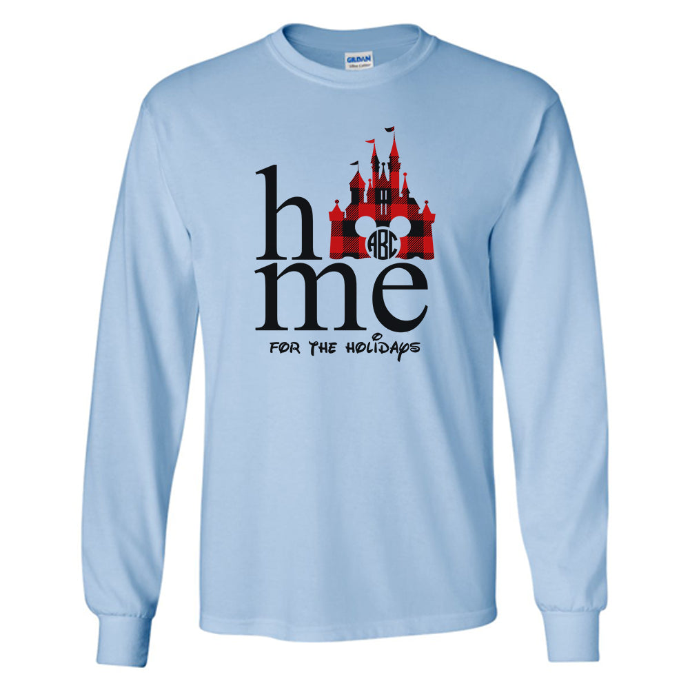 Monogrammed 'Home for the Holidays' Basic Long Sleeve T-Shirt
