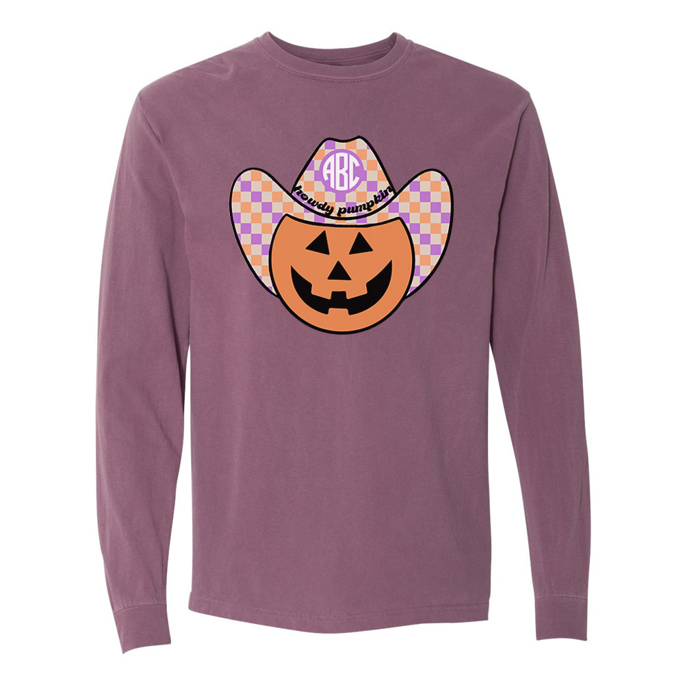 Monogrammed 'Howdy Pumpkin' Comfort Colors Long Sleeve T-Shirt