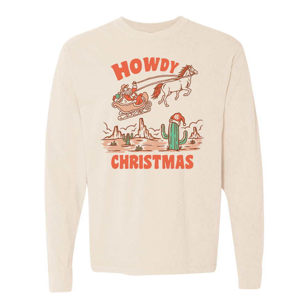 Monogrammed 'Howdy Christmas' Long Sleeve T-Shirt