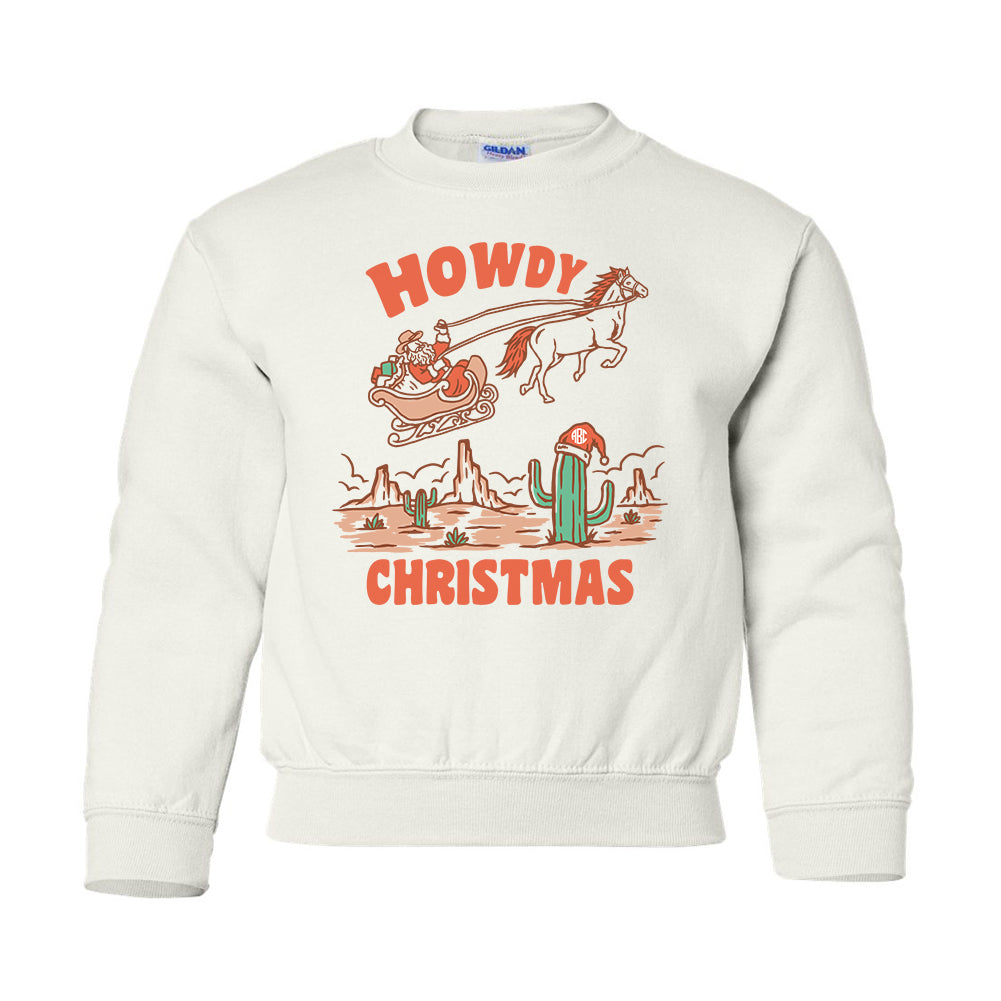 Kids Monogrammed 'Howdy Christmas' Youth Crewneck