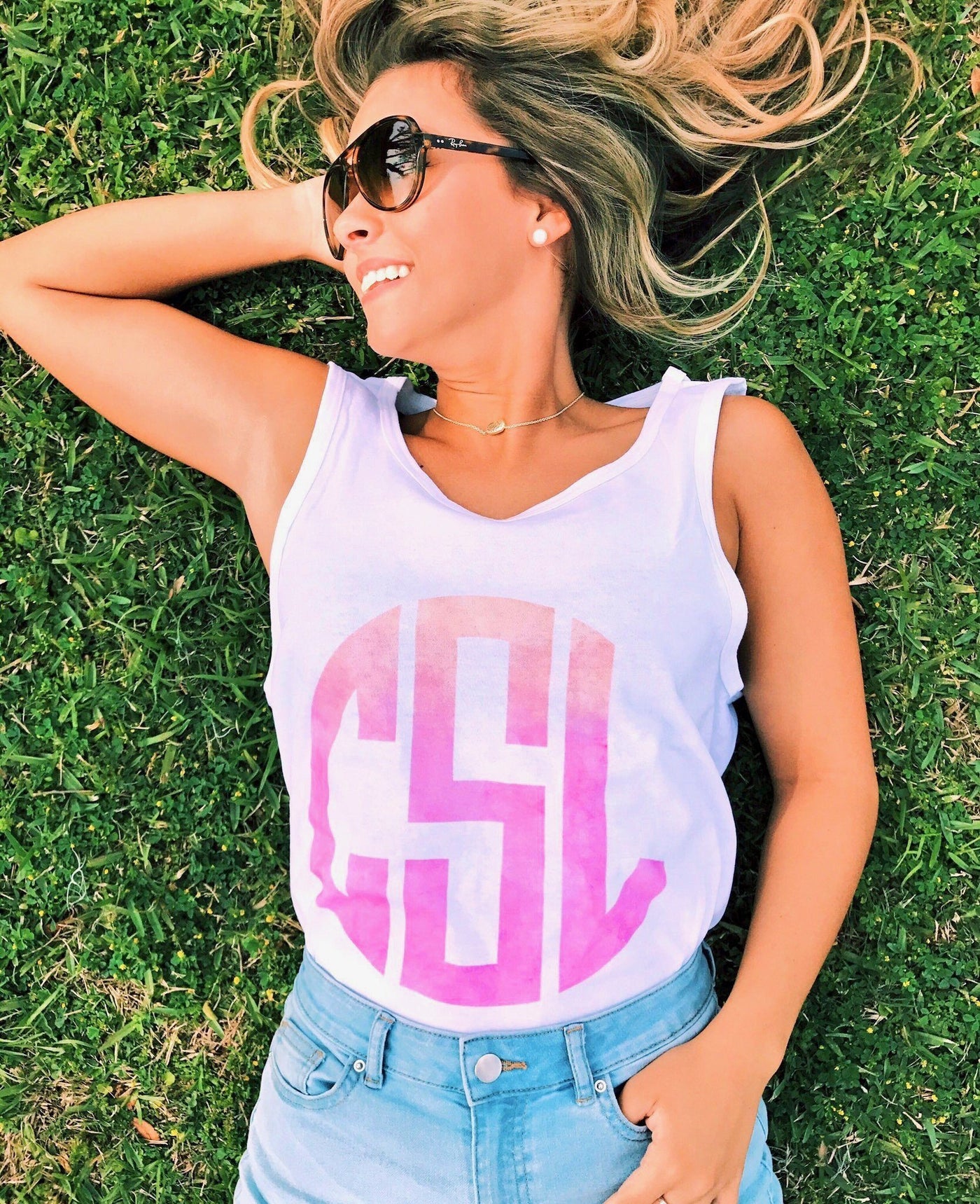 Monogrammed Ombre Style Graphic Monograms tank Top
