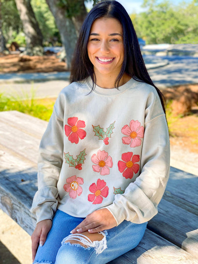 Monogrammed 'Mistletoe & Flowers' Crewneck Sweatshirt