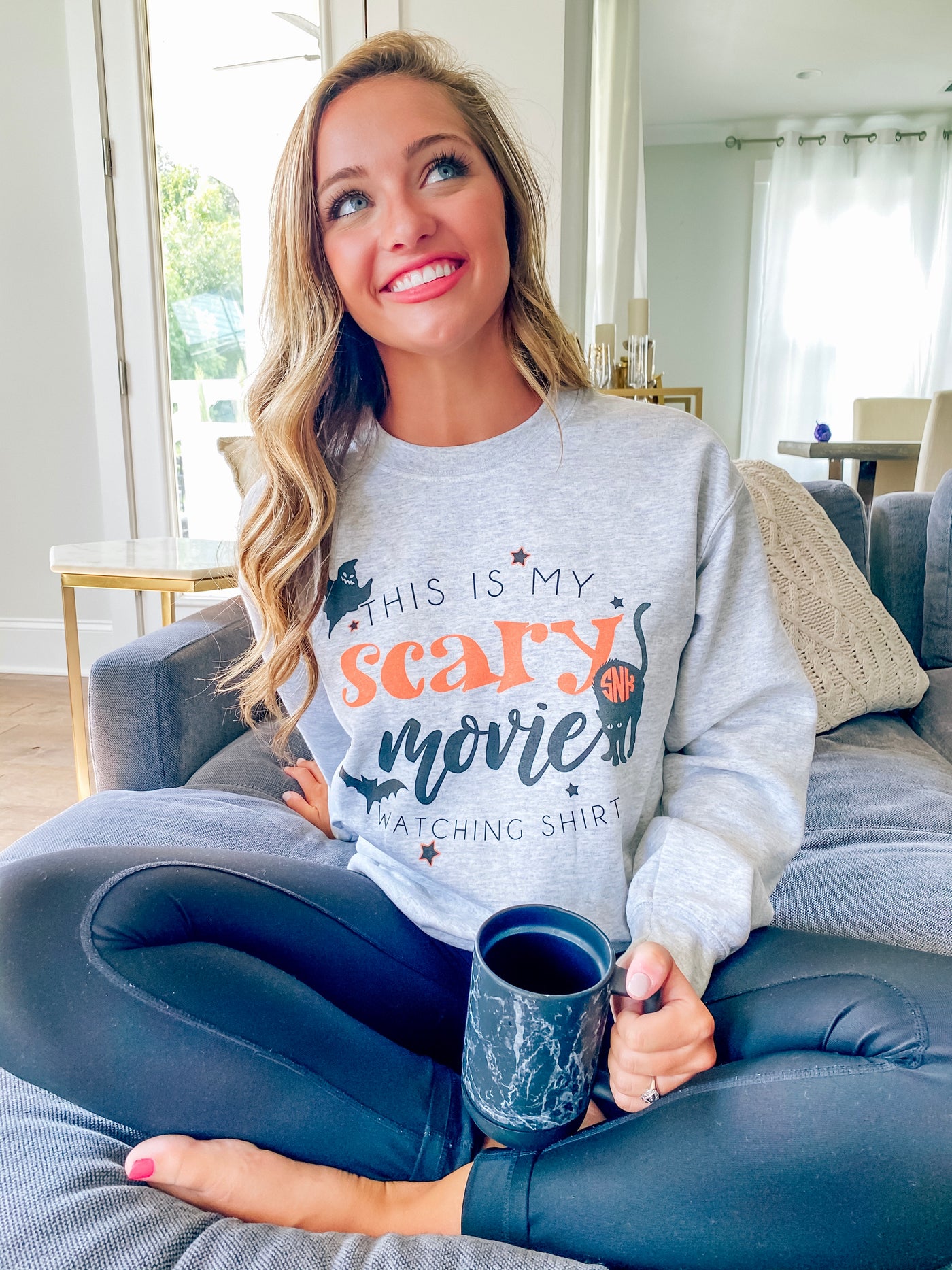 Monogrammed 'This Is My Scary Movie Watching Shirt' Crewneck Sweatshirt