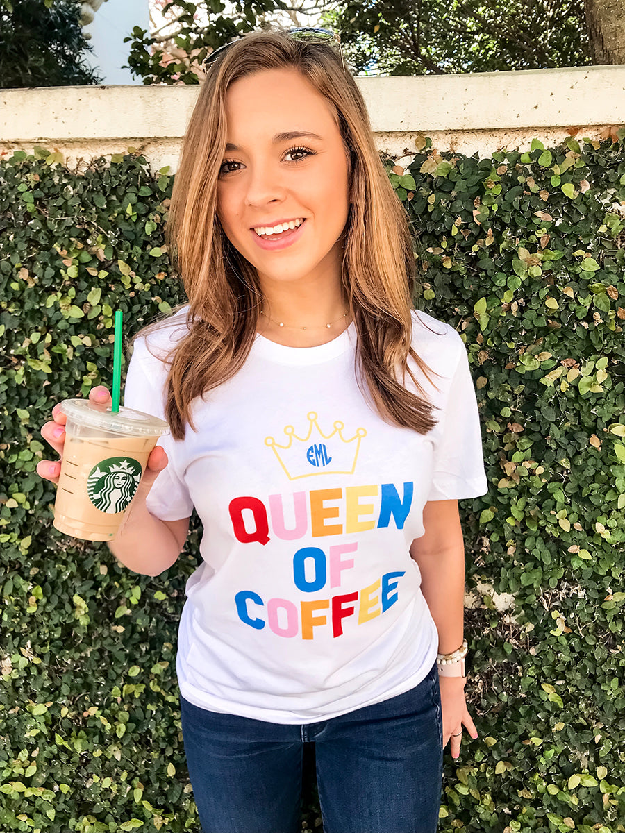 Monogrammed 'Queen Of Coffee' Premium T-Shirt
