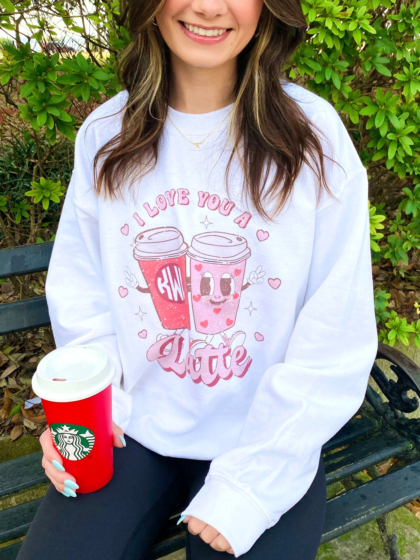 Monogrammed 'I Love You A Latte' Crewneck Sweatshirt