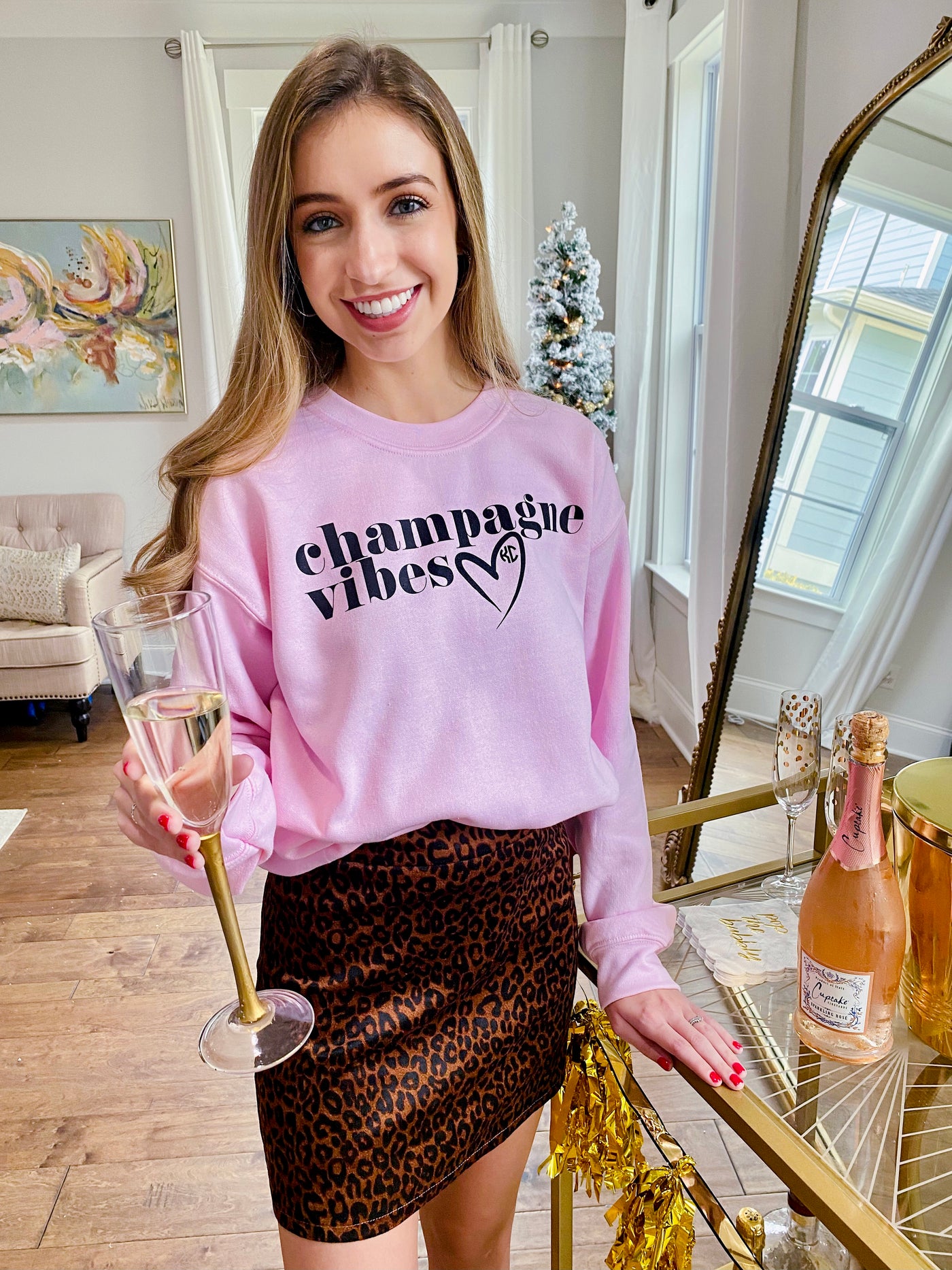 Monogrammed Champagne Vibes Sweatshirt