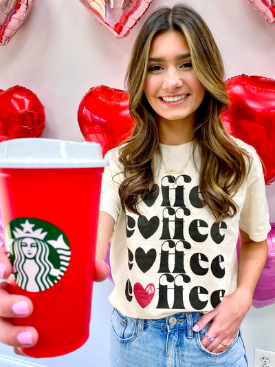 Monogrammed 'I Heart Coffee' T-Shirt