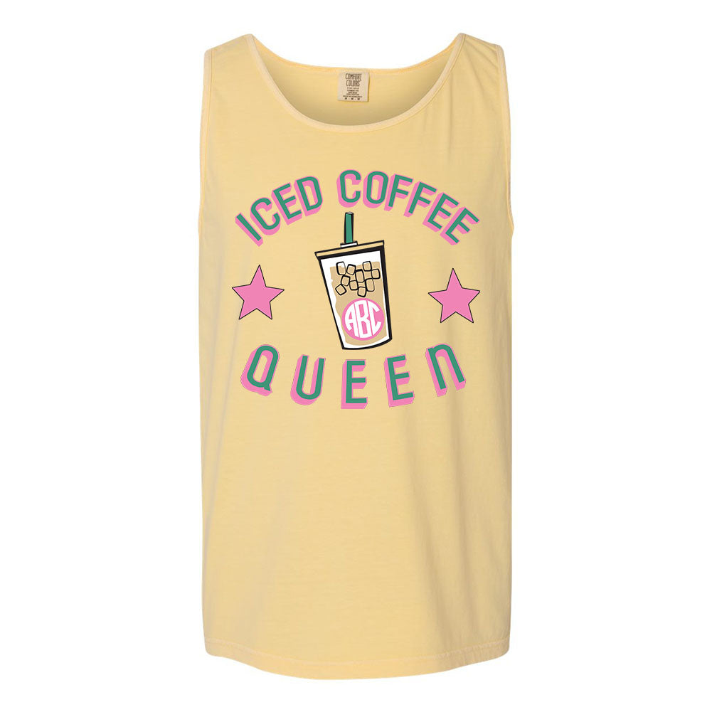 Monogrammed 'Iced Coffee Queen' Comfort Colors Tank Top