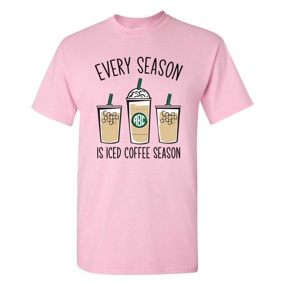 Monogrammed 'Iced Coffee Season' Basic T-Shirt