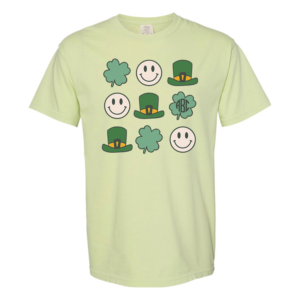 Monogrammed 'Leprechaun, Shamrock & Smileys' T-Shirt