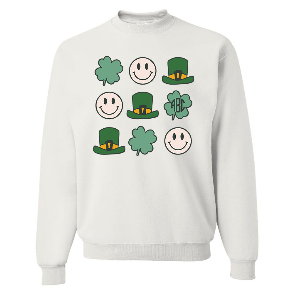 Monogrammed 'Leprechaun, Shamrock & 'Smileys' Sweatshirt