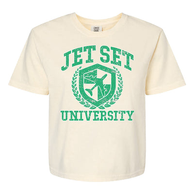 'Jet Set University' Boxy T-Shirt