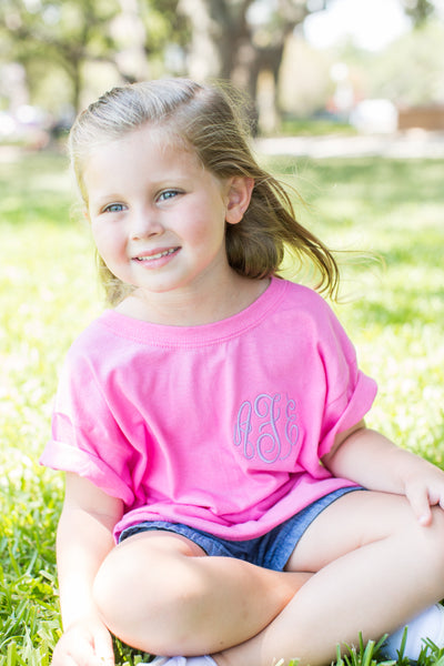 Cute Kid Wearing Her Monogrammed T-Shirt!