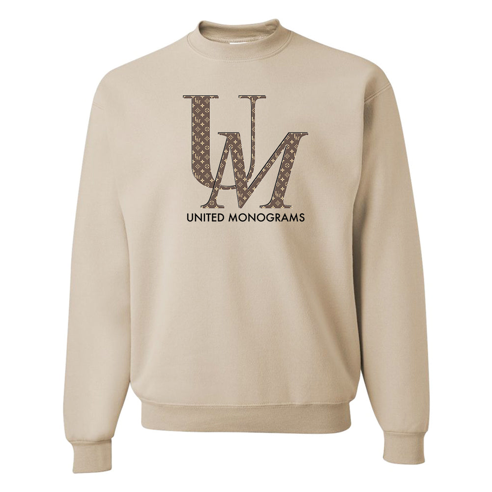 UM Brown Designer Pattern Crewneck Sweatshirt