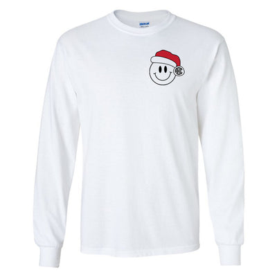 Monogrammed 'Smiley Santa' Basic Long Sleeve T-Shirt