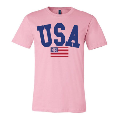 Monogrammed USA Classic Tee Fourth of July PInk