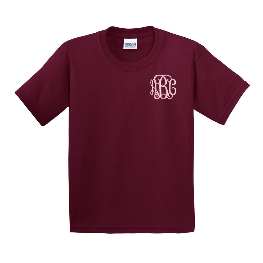 Kids Monogrammed T-Shirt Youth Sizes