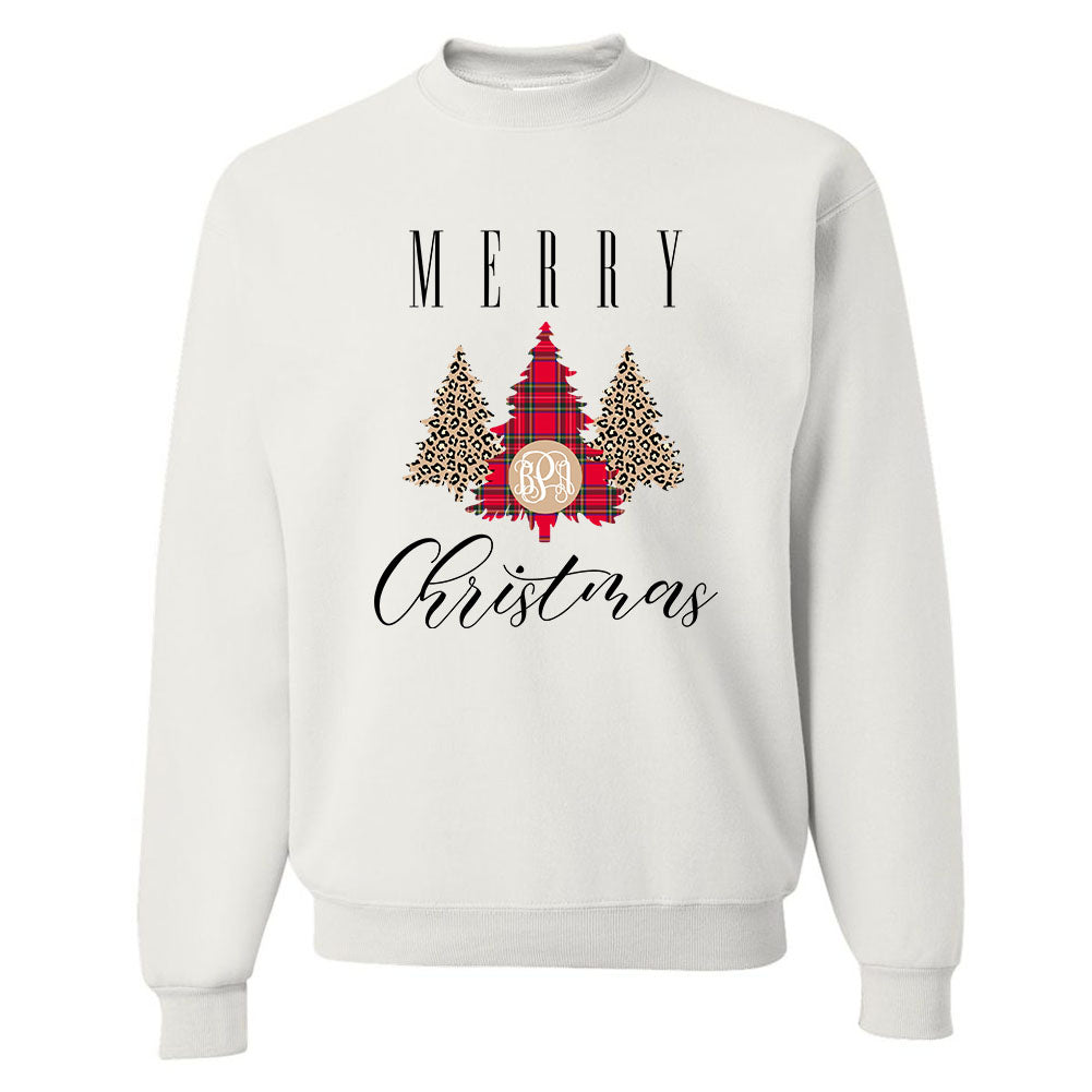Monogrammed 'Merry Christmas' Pattern Crewneck Sweatshirt