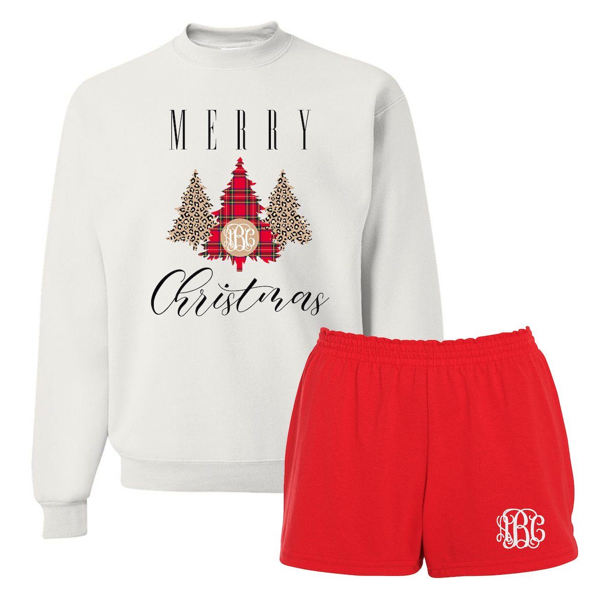 Monogrammed 'Merry Christmas' Pattern Lounge Set Package