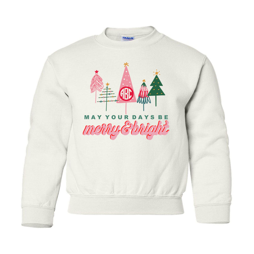 Kids Monogrammed 'Merry & Bright' Crewneck Sweatshirt