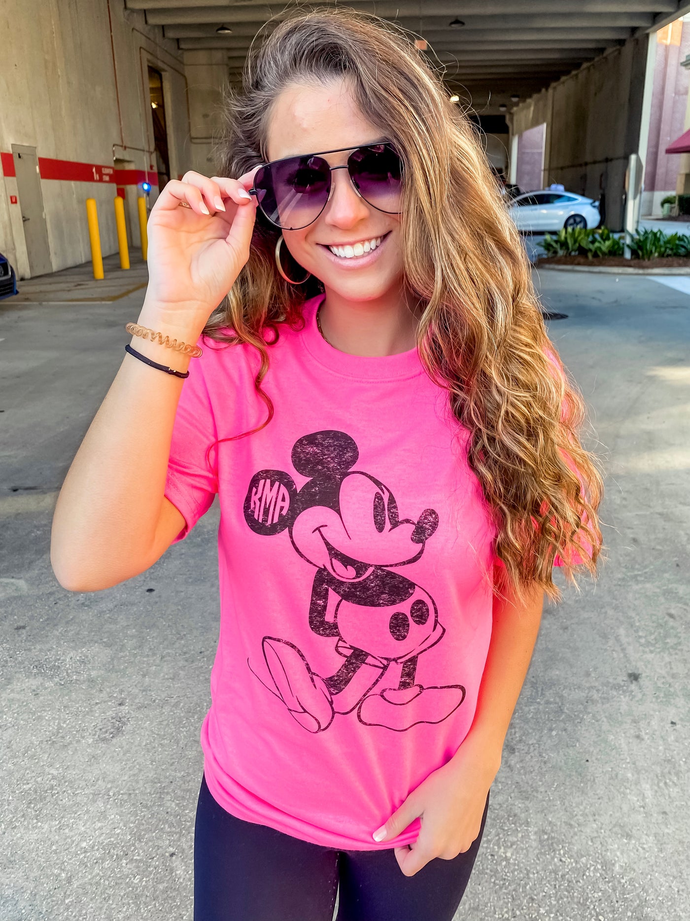 Monogrammed 'Vintage Mickey' Neon T-Shirt