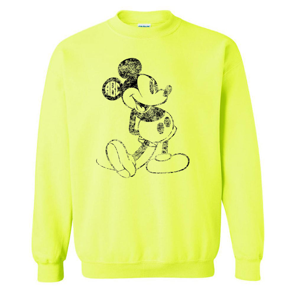 Monogrammed Neon 'Vintage Mickey' Crewneck Sweatshirt