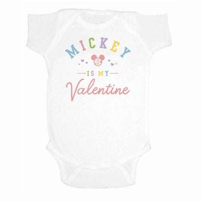 Monogrammed Infant 'Mickey is my Valentine' Onesie