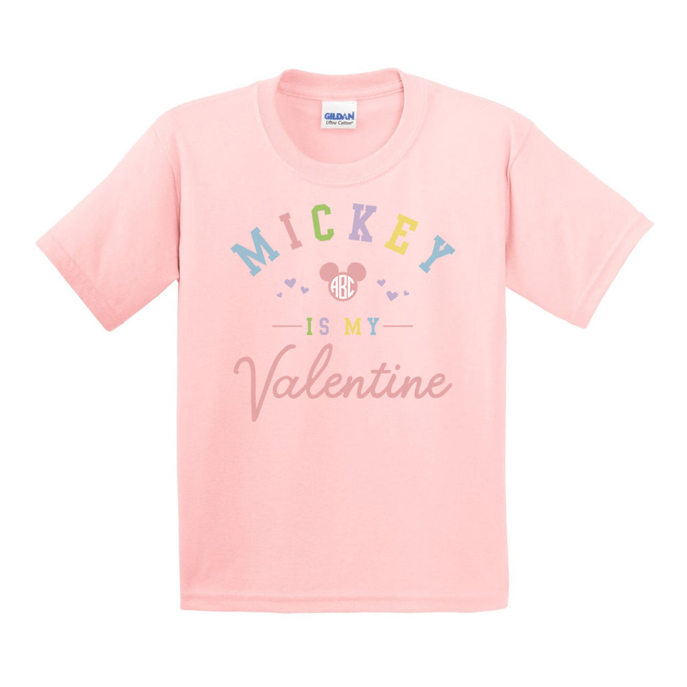 Kids Monogrammed 'Mickey Is My Valentine' T-Shirt