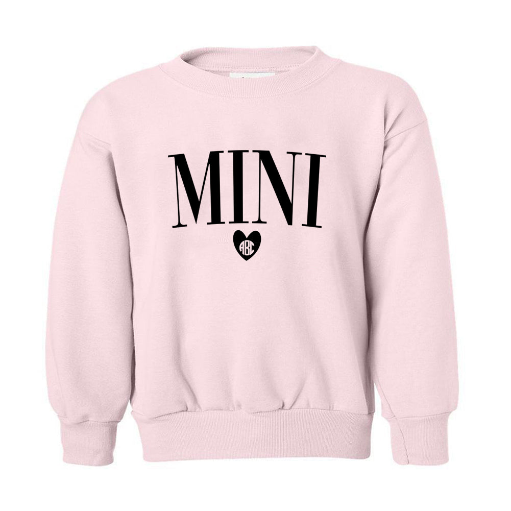 Kids Monogrammed 'Mini Heart' Crewneck Sweatshirt