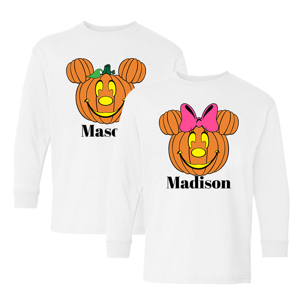 Kids Make It Yours™ 'Mickey/Minnie Jack-O'-Lantern' Long Sleeve T-Shirt
